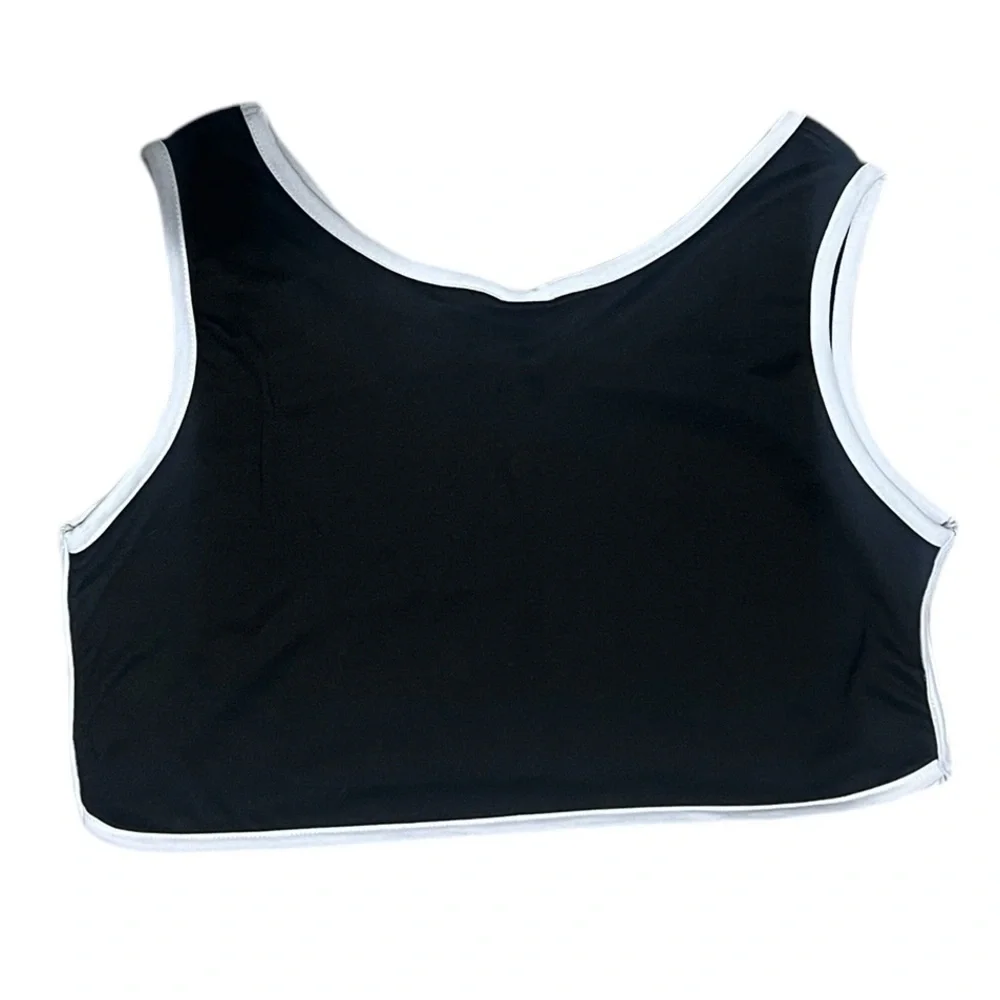 Black and White Crop Tank Top Womens XL Like New Microfiber Feel - Picture 3 of 3